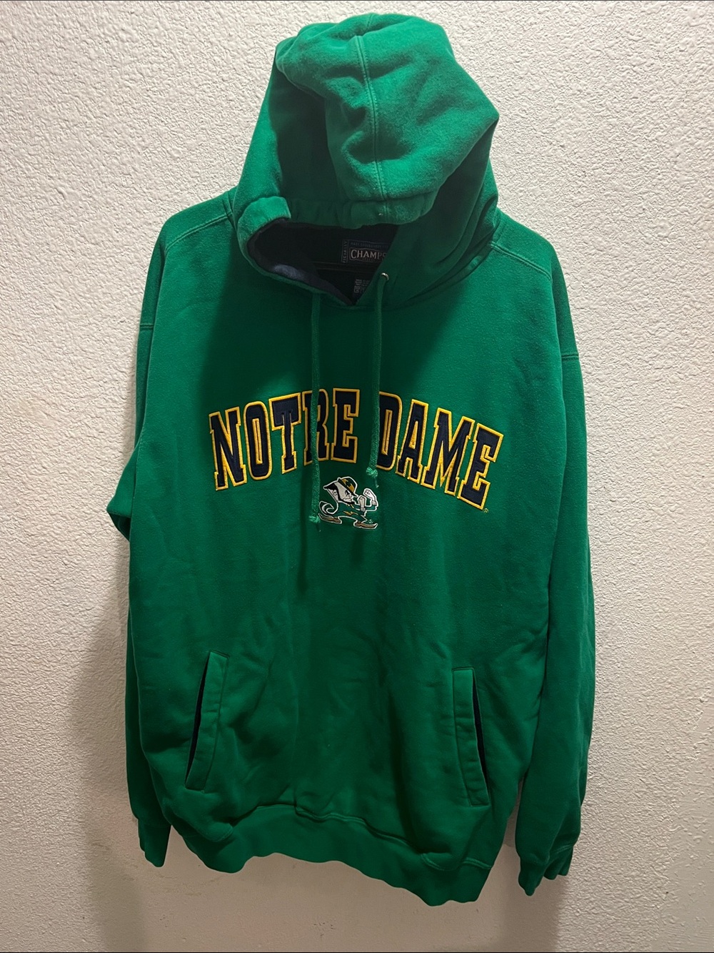 Champion Green Notre Dame Hoodie with Yellow Accents